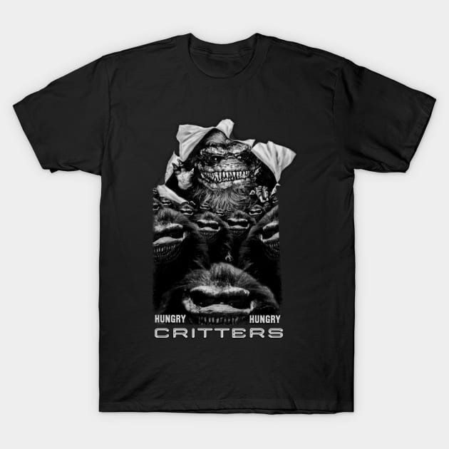 Hungry Hungry Critters (B&W Version) T-Shirt by The Dark Vestiary